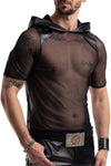 Schwarzes verführerisches Kapuzenshirt aus feinem Netzmaterial von Regnes Fetish Planet – Ansicht 6