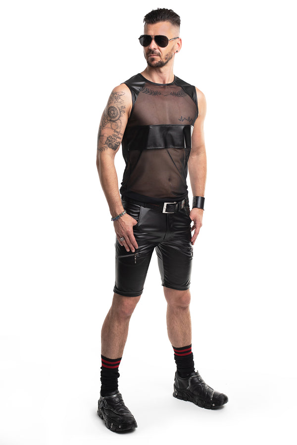 Schwarzes transparentes Shirt mit markanten Wetlook Akzenten von Regnes Fetish Planet – Ansicht 7