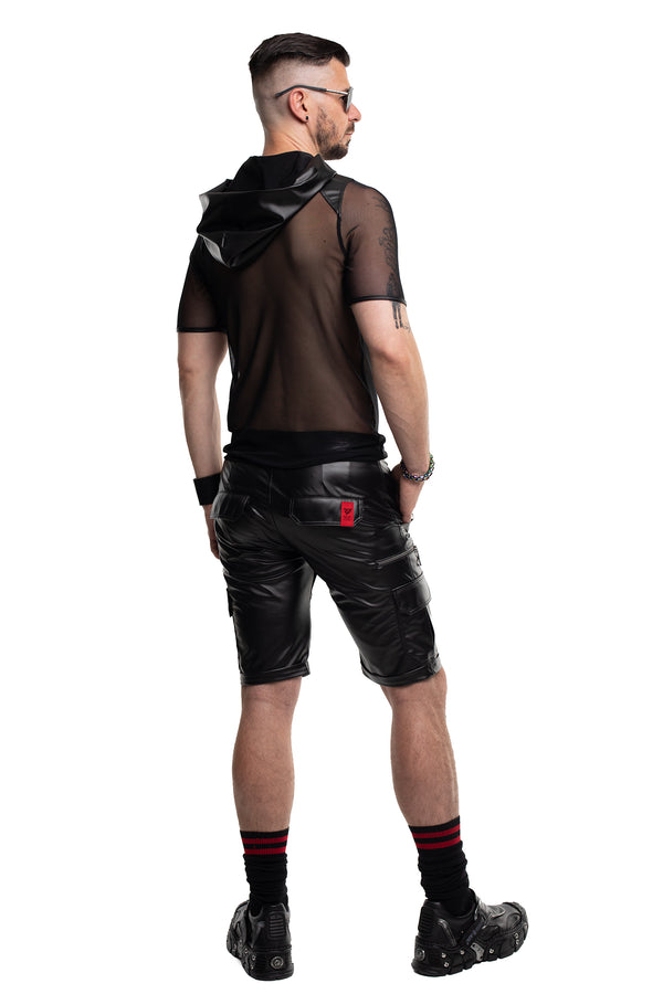 Schwarzes verführerisches Kapuzenshirt aus feinem Netzmaterial von Regnes Fetish Planet – Ansicht 8