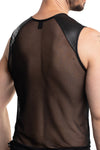 Schwarzes transparentes Tanktop mit edlen Wetlook Einsätzen von Regnes Fetish Planet – Ansicht 3