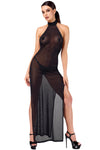 Sinnliches schwarzes Onyx Twin-Slit Maxi-Kleid von Noir Handmade – Ansicht 6