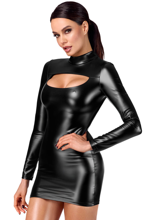 Sexy schwarzes Cut-Out Bodycon Lack Minikleid F366 von Noir Handmade – Ansicht 5