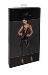 Sexy schwarzer Wetlook Overall F362 mit langem Reißverschluss von Noir Handmade – Ansicht 9