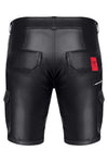 Schwarze maskuline Wetlook Cargo Shorts mit provokanten Details von Regnes Fetish Planet – Ansicht 3