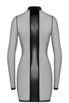 Sexy schwarzes Crossfire Netz-und-Wetlook Minikleid von Noir Handmade – Ansicht 4