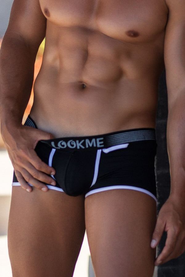 Schwarzes verführerisches Boxershort mit Reißverschluss von LOOK ME – Ansicht 3