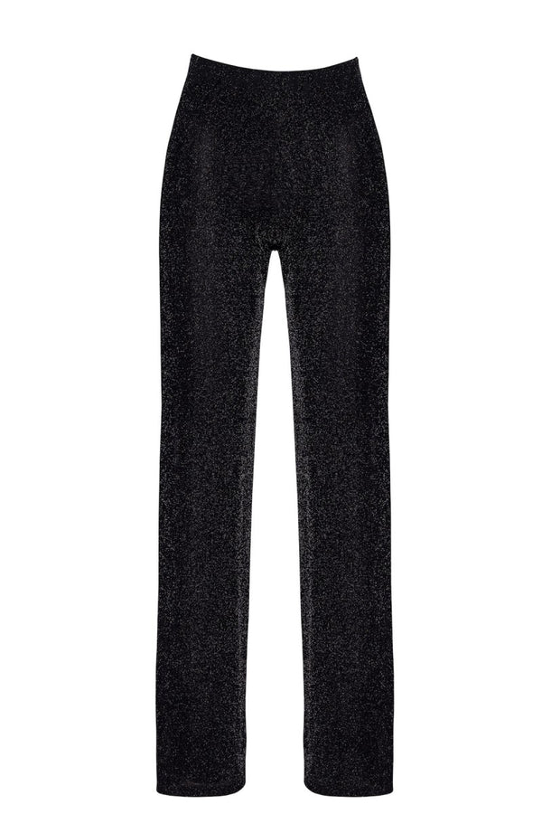 Sinnliche schwarze Onyx Sheer Palazzo-Hose von Noir Handmade – Ansicht 2