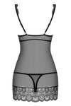 Schwarzes sinnliches Spitzen Nachtkleid mit aufregendem Nude Cup Effekt von Obsessive – Ansicht 4