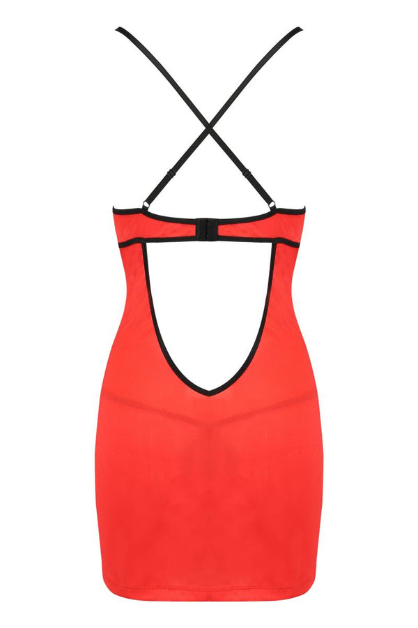 Rotes verführerisches Negligee mit feinen Spitzenakzenten von Passion – Ansicht 2