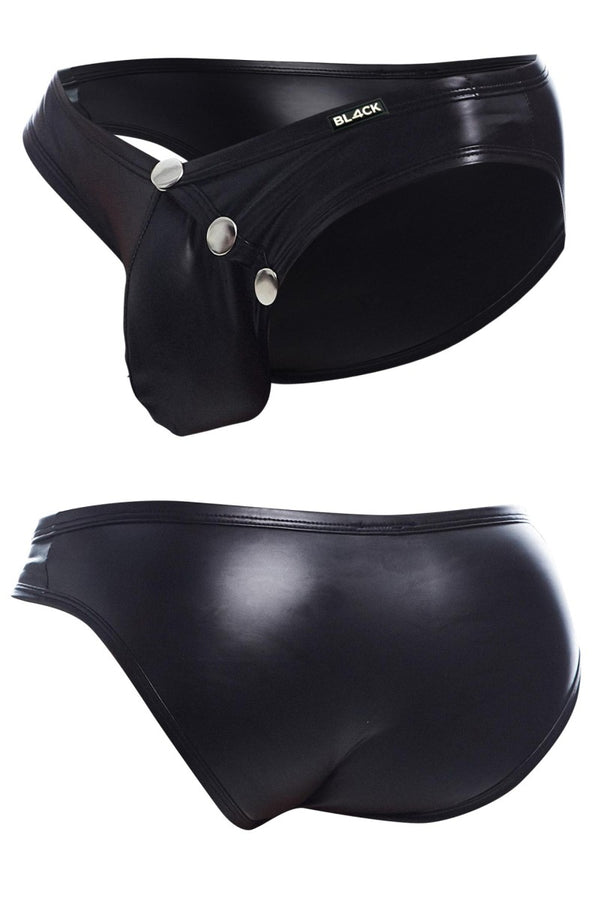 Wetlook Herren-Slip mit Druckknöpfen Schwarz von CUT4MEN – Ansicht 8