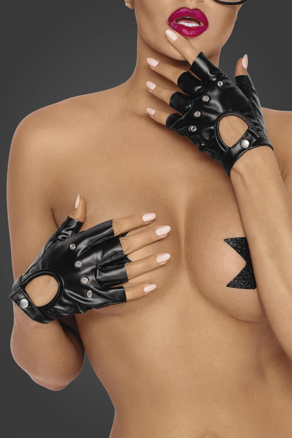 Sexy Wetlook Fingerlose Handschuhe F264 von Noir Handmade – Ansicht 4