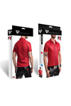 Rotes verführerisches Wetlook Poloshirt mit dunklem Reißverschluss von Regnes Fetish Planet – Ansicht 9