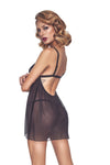 Schwarzes sündiges Spitzen Chemise mit hauchzartem Tüll und String von Anais apparel – Ansicht 2