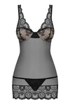Schwarzes sinnliches Spitzen Nachtkleid mit aufregendem Nude Cup Effekt von Obsessive – Ansicht 3