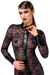 Sinnliches schwarzes Noirelle Spitzen-Midikleid Cutout von Noir Handmade – Ansicht 9