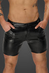 Herren Shorts im Schlangen Wetlook mit Knopf und Reißverschluss von Noir Handmade Men – Ansicht 4