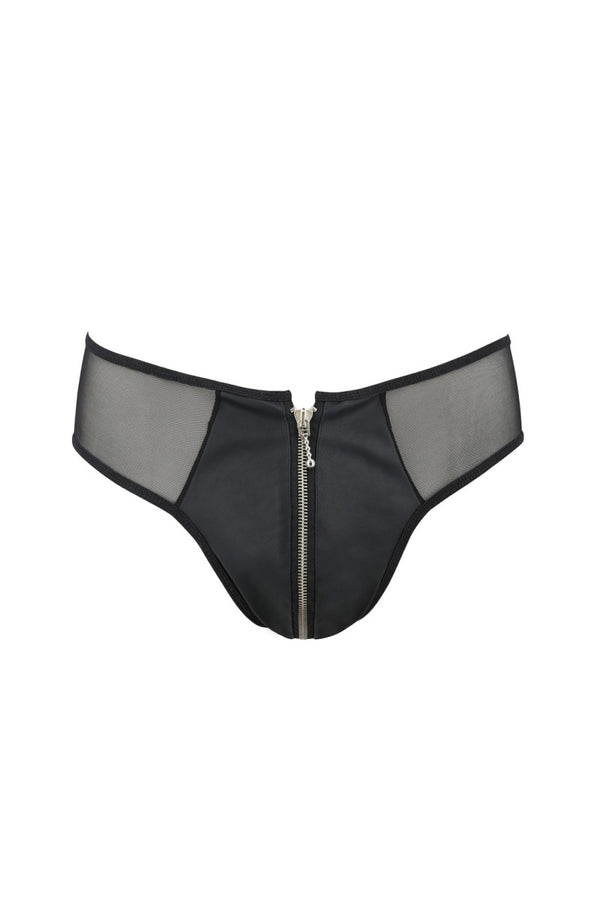 Schwarzer provokanter Slip aus mattem Kunstleder von Passion Menswear – Ansicht 2