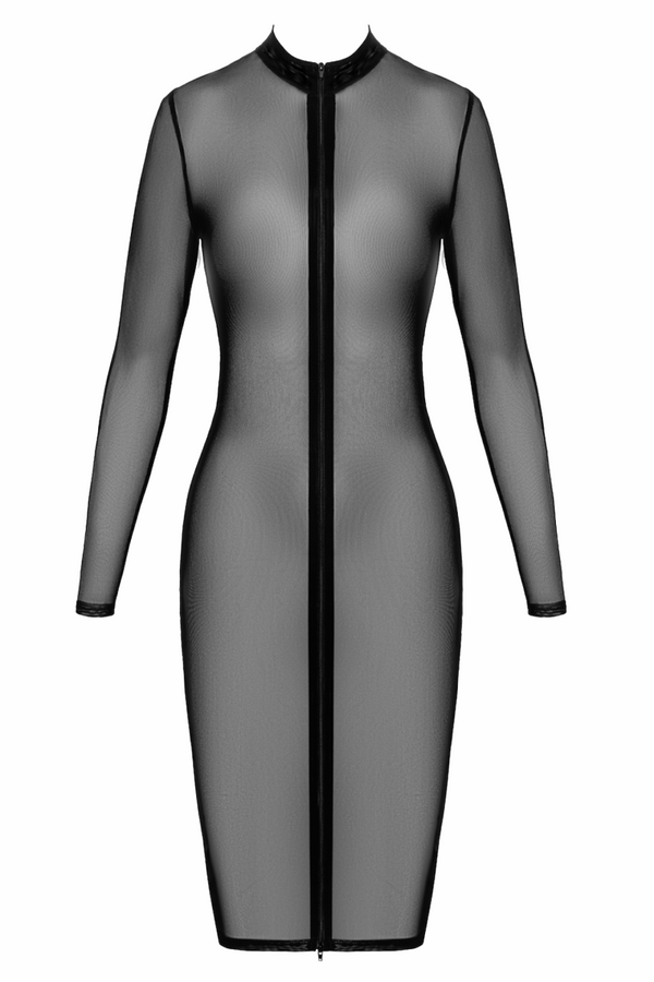 Transparentes Netzkleid mit zweiwege Reißverschluss von Noir Handmade – Ansicht 8