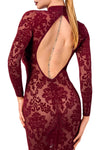 Romantisches rotes Flockkleid Kink Royal halblang mit Samt von Noir Handmade – Ansicht 9