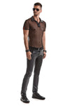 Transparentes Herren Mesh Poloshirt mit vertikalen Steppnähten von Regnes Fetish Planet – Ansicht 9
