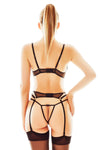 Schwarzes verführerisches Dreiteiler Set mit edlen Spitzendetails | Anais apparel