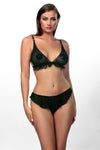 Schwarzes reizvolles zweiteiliges Set aus feinstem Netzstoff von Anais apparel