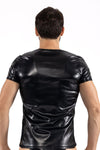 Schwarzes verführerisches T-Shirt aus mattem Kunstleder von LOOK ME – Ansicht 4