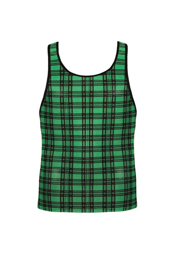 Grünes aufregend transparentes Herren Tank Top mit geometrischem Karo Muster von Anais for Men – Ansicht 5