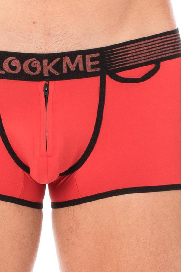 Rotes verführerisches Boxershort mit Reißverschluss von LOOK ME – Ansicht 3