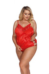 Rotes glänzendes Satin Dessous Set mit edler Spitze von Anais Apparel Size Plus – Ansicht 4