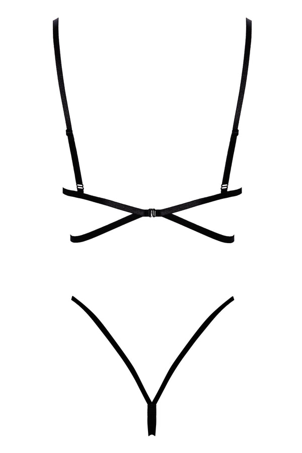 Schwarzes atemberaubendes sexy Set aus feiner dehnbarer Spitze von Kissable – Ansicht 4
