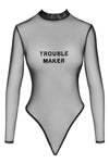 Sexy schwarzer Wetlook Body F388 mit hohem Beinausschnitt von Noir Handmade – Ansicht 2