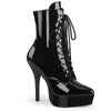 INDULGE-1020 Plateau Stiefeletten Lack Schwarz | Devious