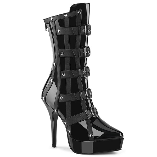 INDULGE-1038 Plateau Stiefeletten - Schwarz Lack von Devious
