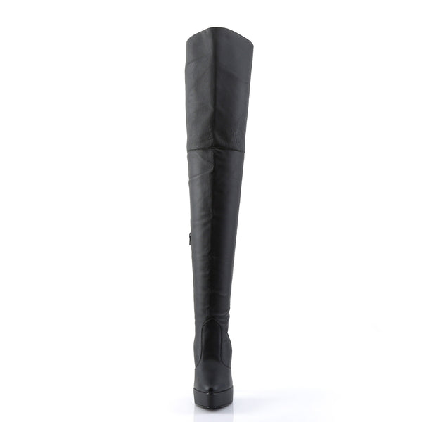 INDULGE-3011 Plateau Overknee Stiefel Schwarz | Devious
