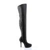 INDULGE-3011 Plateau Overknee Stiefel Schwarz | Devious