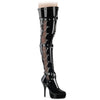 INDULGE-3026 Plateau Overknee Stiefel - Schwarz Lack von Devious