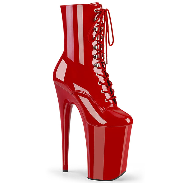 INFINITY-1020 Stiefelette Plateauschuhe Rot | Pleaser