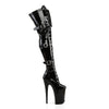 INFINITY-3028 Plateau Overknee Stiefel Schwarz Lack | Pleaser