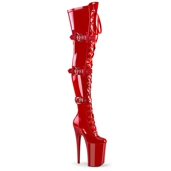 INFINITY-3028 - Plateau Overknee Stiefel - Rot Lack von Pleaser