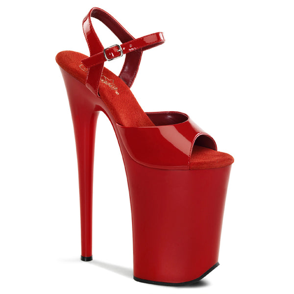 INFINITY-909 Sandalette Plateauschuhe Rot | Pleaser
