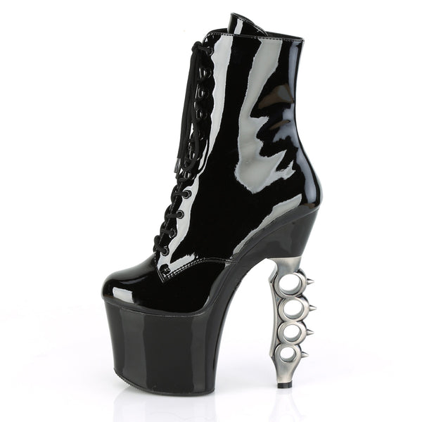 IRONGRIP-1020 Plateau Stiefeletten Lack Silber/Schwarz von Pleaser – Ansicht 3