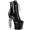 IRONGRIP-1020 Plateau Stiefeletten Lack Silber/Schwarz | Pleaser