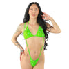 Neongrünes funkelndes Strass Slingshot Bikini Set | Pleaser Dancewear
