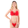 Rotes verführerisches Slingshot Bikini Set mit Fell von Pleaser Dancewear – Ansicht 2