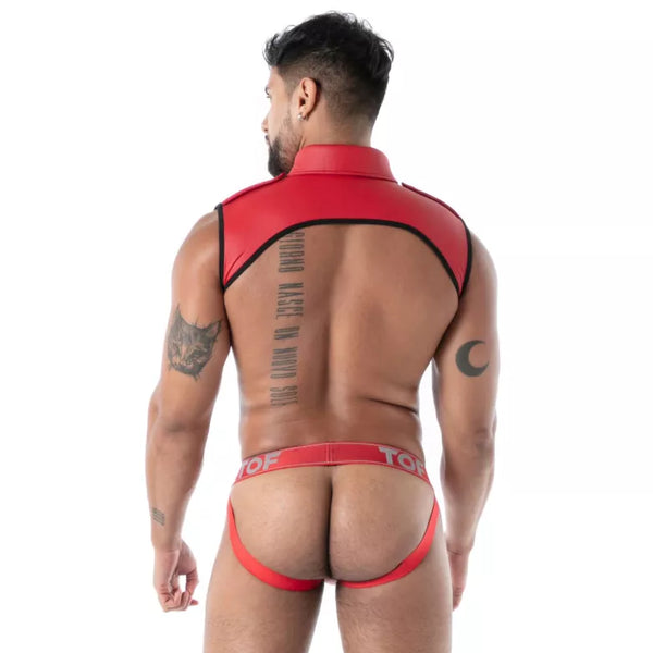 Roter Neoprene Jockbox im markanten Sport Look von TOF Paris – Ansicht 4