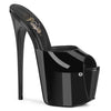 JUBILANT-01 Plateau Peeptoe Pantoletten - Schwarz Lack | Pleaser