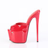 JUBILANT-01 Plateau Peeptoe Pantoletten - Rot Lack | Pleaser