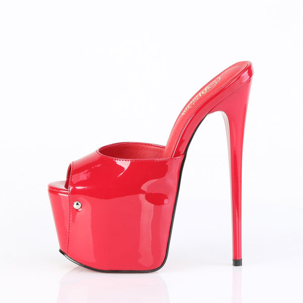 JUBILANT-01 Plateau Peeptoe Pantoletten - Rot Lack | Pleaser