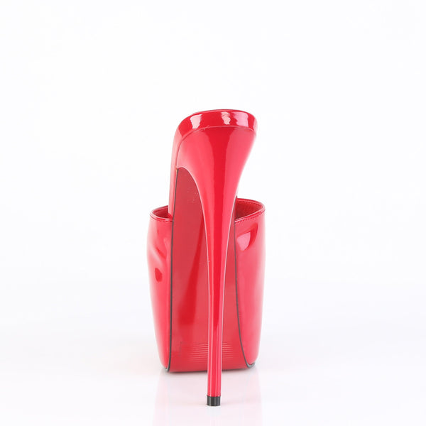 JUBILANT-01 Plateau Peeptoe Pantoletten - Rot Lack | Pleaser
